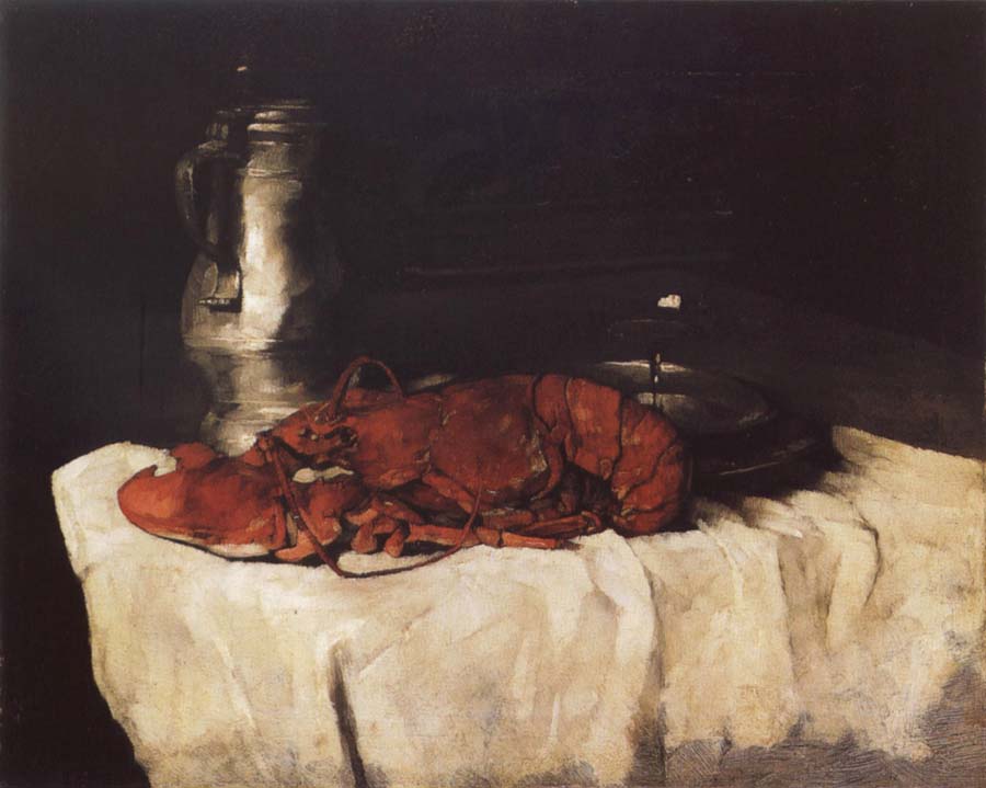 Karl Schuch Lobster with Pewter Jug and Wineglass